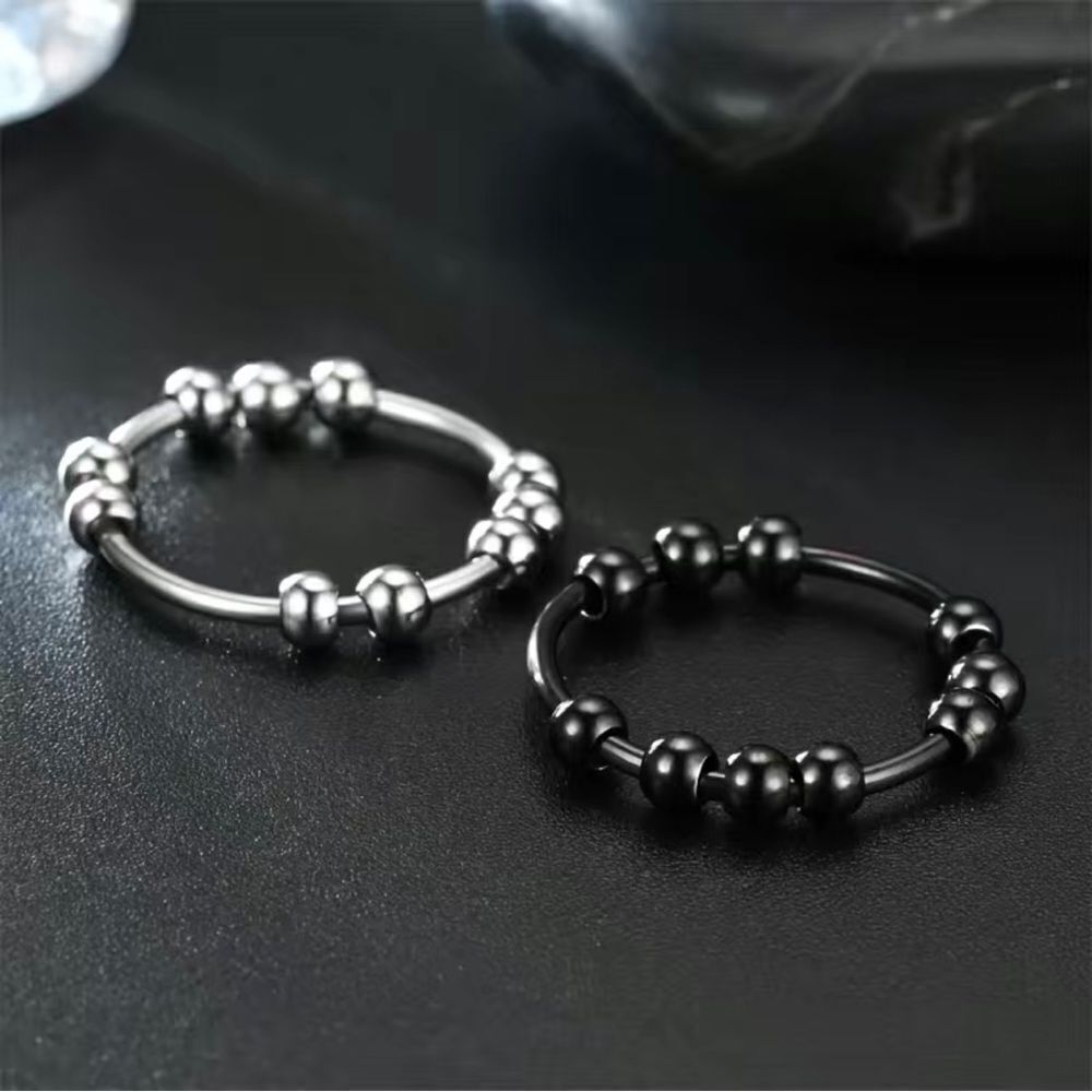 NEW Size 7, 10 bead anxiety ring, fidget ring beads turn, anxiety ring, silver - Picture 2 of 9